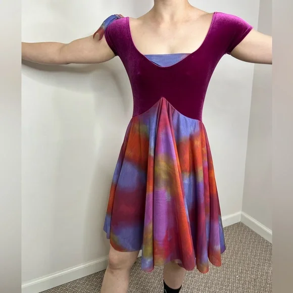 Costume Gallery Dance Dress Multicolor Velvet Performance Wear Size Small Adult - Picture 6 of 6